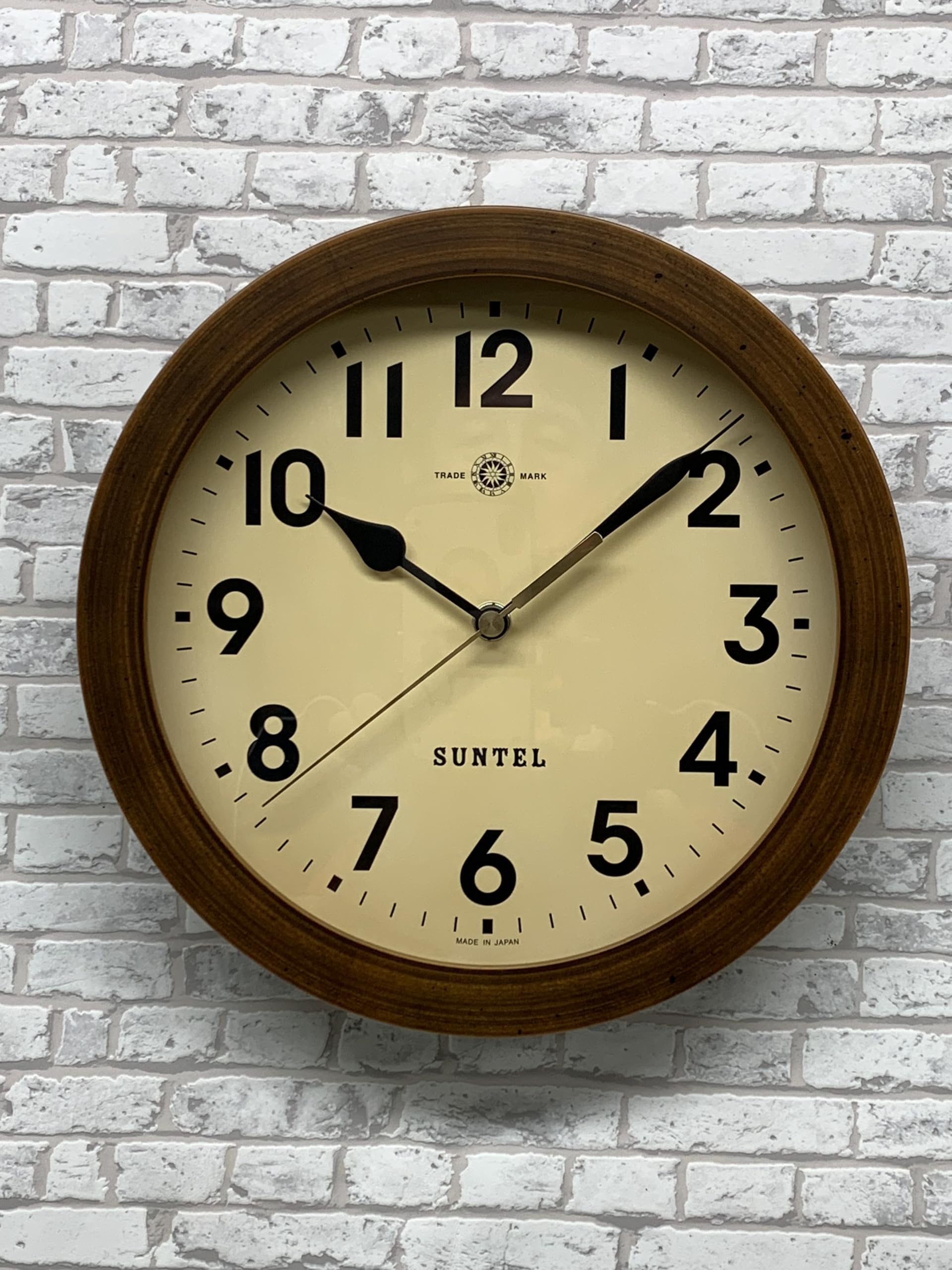 さんてる 日本製 天然木アンティーク掛け時計（アラビア文字）アンティークブラウン QL735A-AN