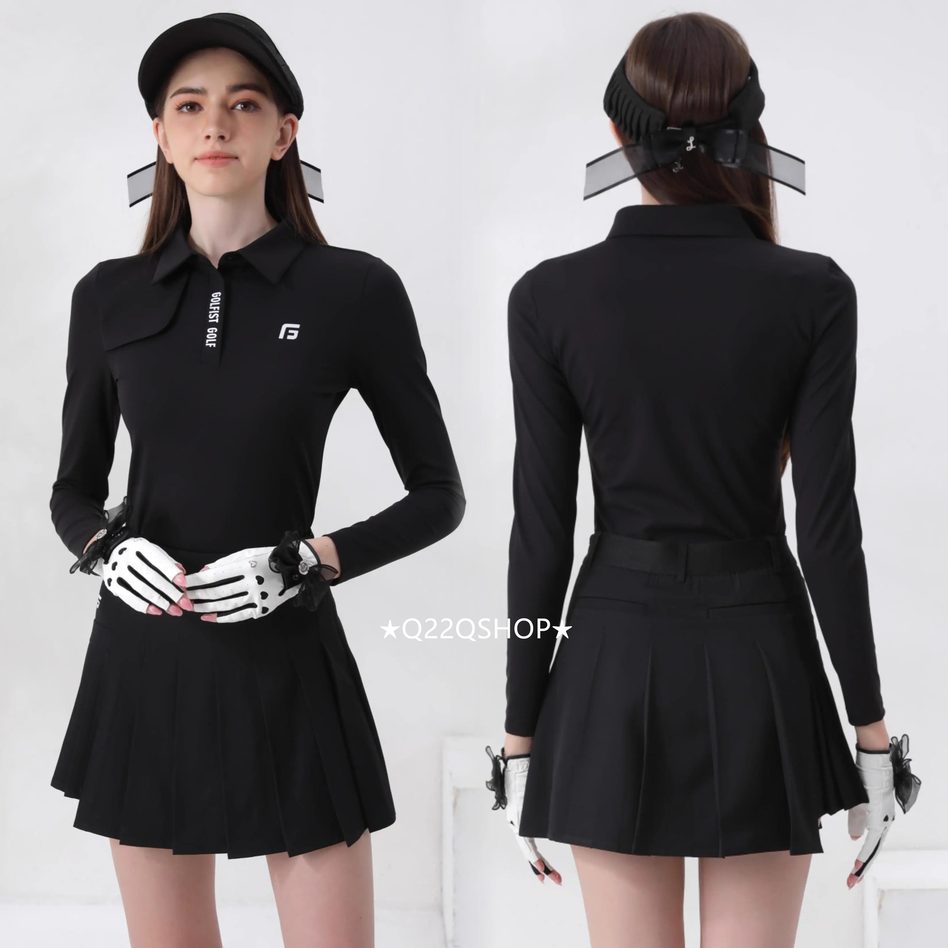 ゴルフウェア 春夏 秋冬 上下セット レディース スポーツウェア プリーツスカ ポロシャツ Tシャツ 長袖 スカート 白 黒 ローズ セットアップ 春 女性 テニスウェア 韓国風 おしゃれ 5,689円