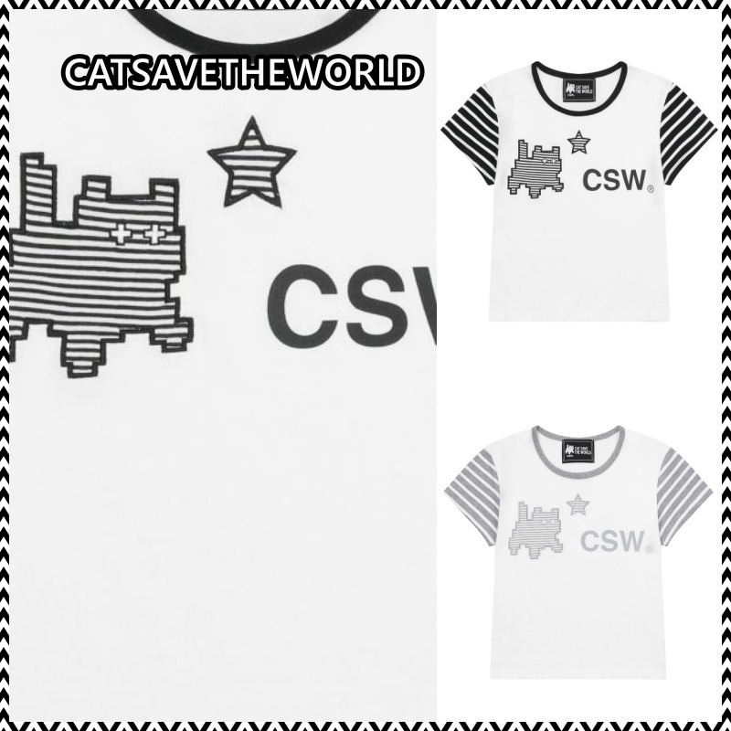 CATSAVETHEWORLD MINE CAT STRIPE HALF T