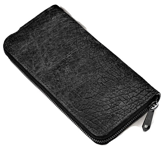 【新規OPEN】【期間限定セール】【激安】【新品未使用】ZOO　希少　ヒポポタマスレザー　カバ革　日本製　ラウンドロングウォレット　ZLW-103　黒