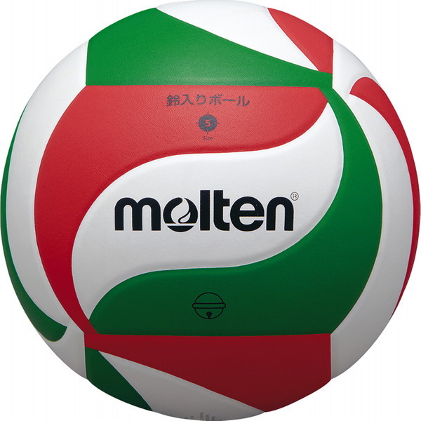 バレーボール 5号球 鈴入りボール ホワイトレッドグリーン V5M9050