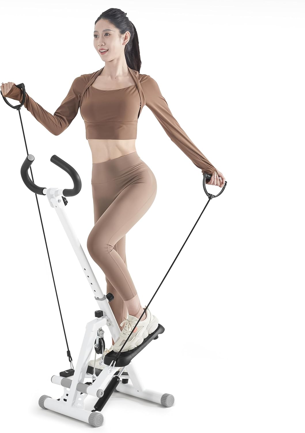 健康ステッパー 折りたたみ 足踏み健康器具 ツイストエアロステッパー 負荷調整付き 静音 ハンドル付き 高さ調整 連続使用60分 カウンター/マット/エクササイズバンド付き 全身トレーニング 自宅トレ