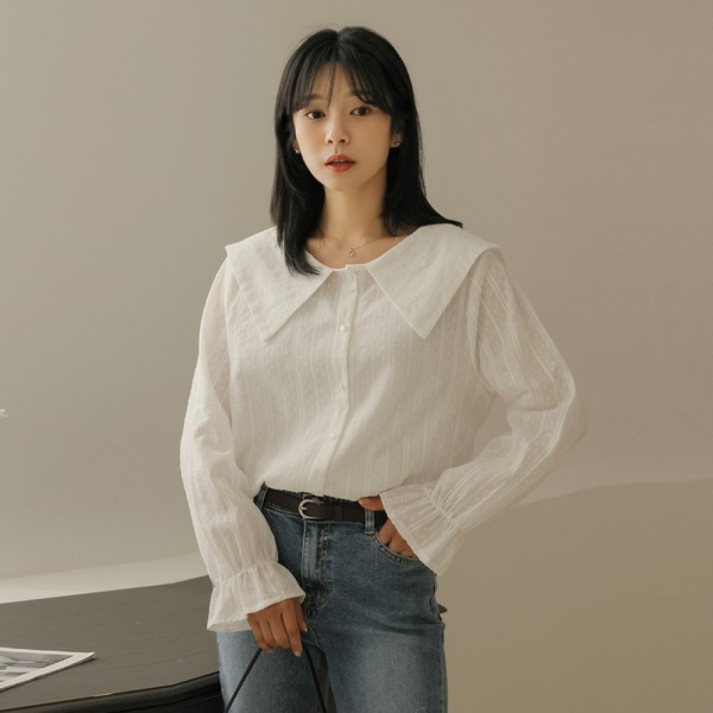 [Elysia] ヒボンフレンチワイドカラーブラウス 6,911円