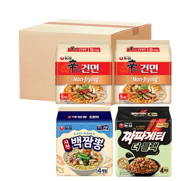 乾麺コレクション) 辛ラーメン乾麺20個+チャパゲティ ザ·ブラック8個+四川白チャンポン8個(計36個)