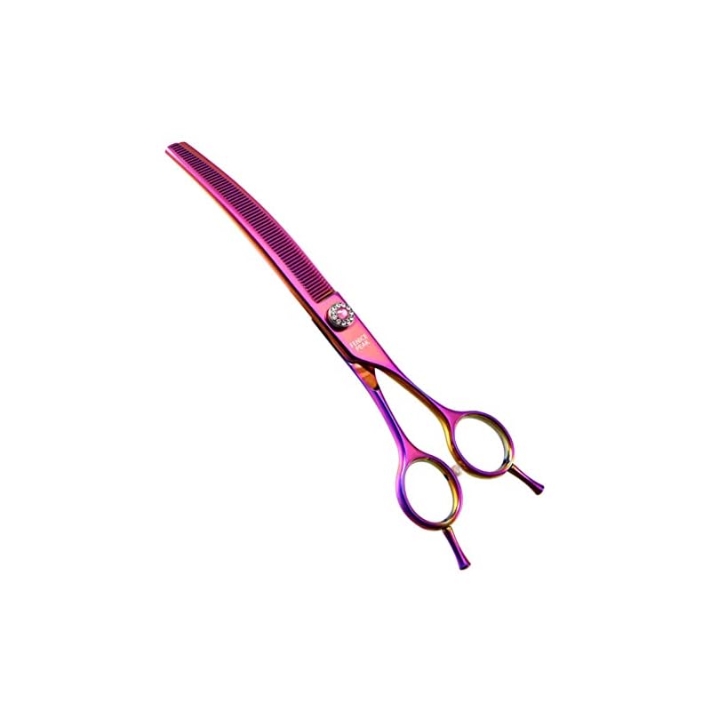 Fenice Peak プロフェッショナル 犬用グルーミングはさみ ペットカーブ型 すきばさみ 7.0インチ 非常に鋭い刃 440C スチール すきばさみ 丈夫で滑らかな動きと細かいカット 犬と猫用