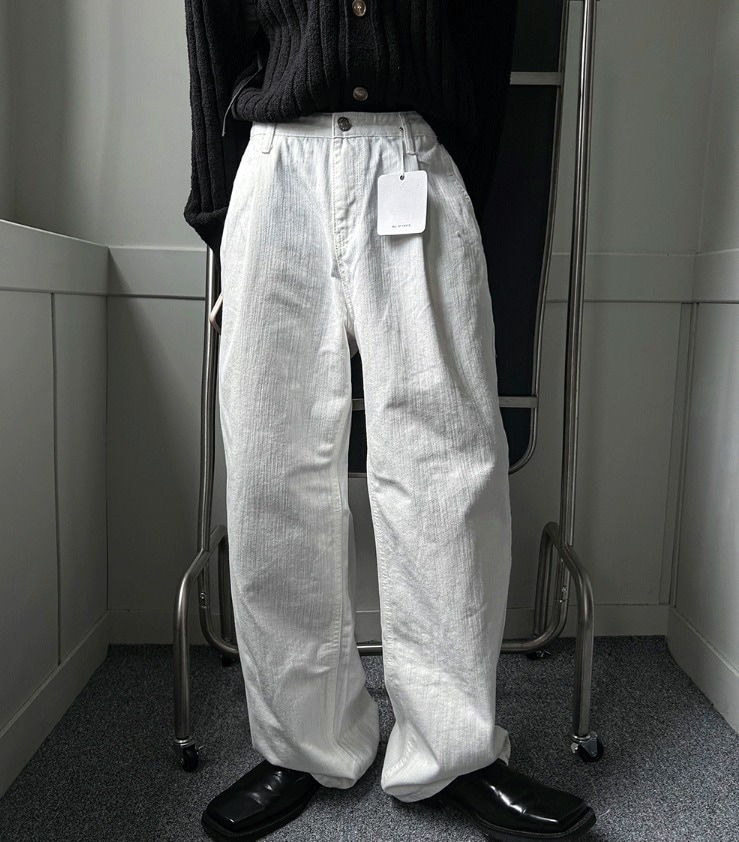 [COSYHARU公式]slob white wide denim pants