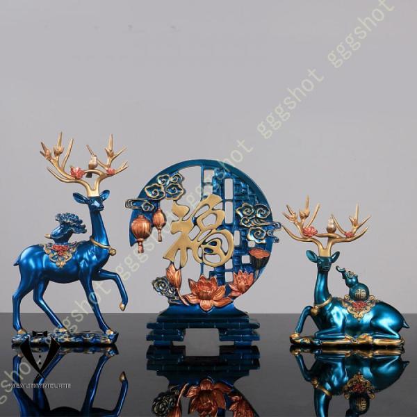 オブジェ 置き物 モダン おしゃれ 北欧雑貨 新年 新築祝 開運 鹿の置物 インテリア雑貨 おきもの 樹脂工芸品 クリエイティブ 2匹セット リビングルーム