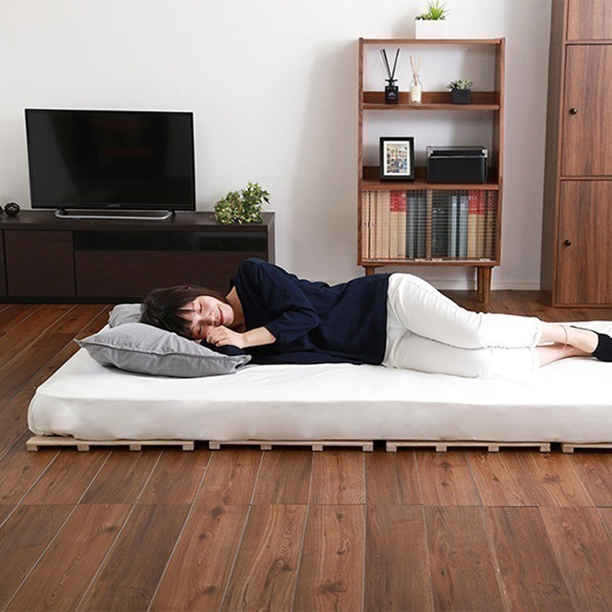 すのこベッド 4つ折り式 桐仕様 セミダブル Sommeil-ソメイユ-家具 インテリア ベッド マットレス