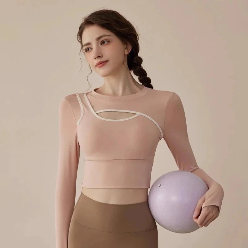 ヨガウェアセット春新作通気性トレーニングフィットネスウェア長袖上下スーツ