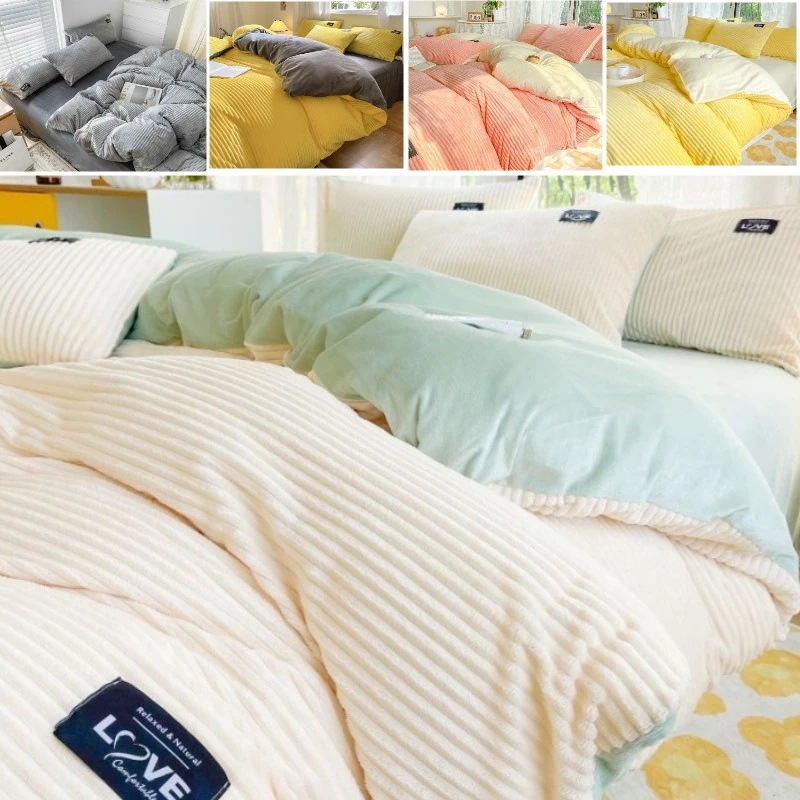 韓国ファッション 布団カバー ダブル 3点セット 4点セット 寝具カバーセット シングル 枕カバー 掛け布団カバー ベッドシーツ 敷き布団カー 寝具冬のベッド用品サンゴの絨毯のシーツ