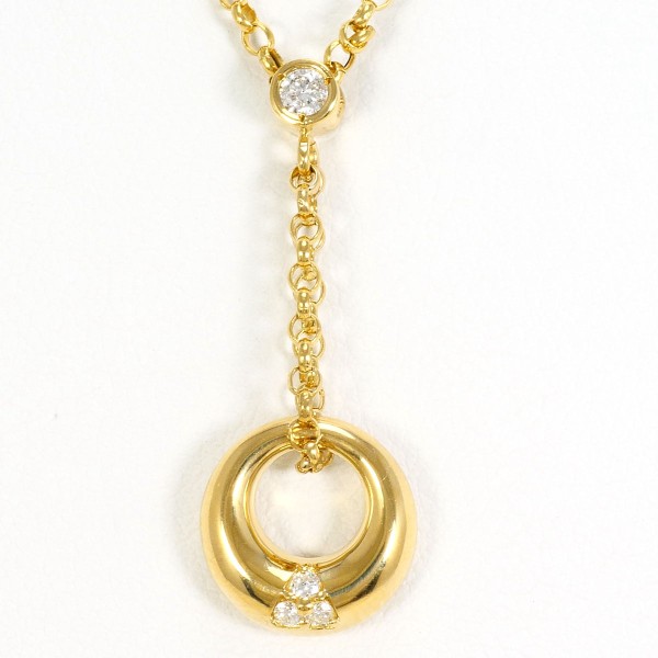 K18 18金 YG イエローゴールド ネックレス ダイヤ 0.09 約43cm ジュエリー 中古