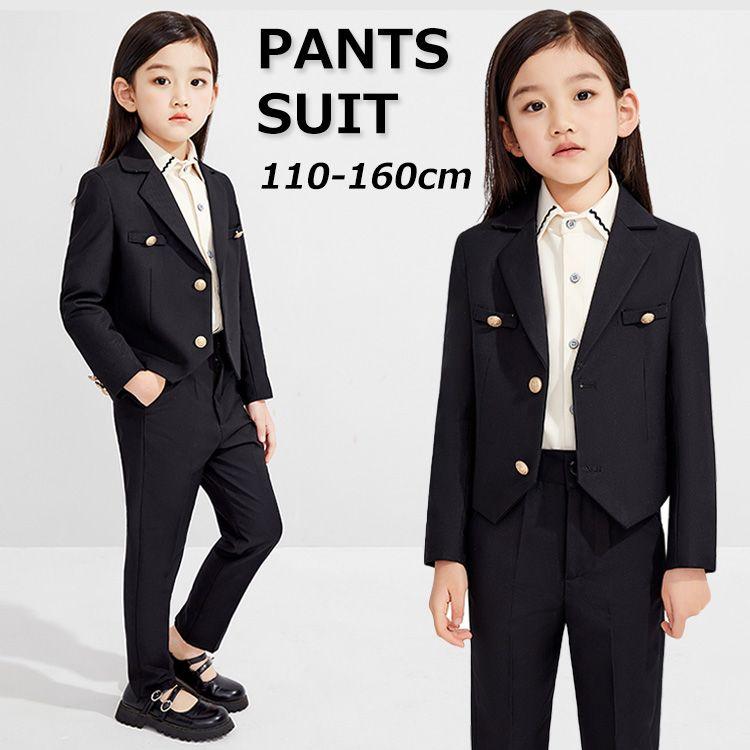 新作即納卒業式 パンツスーツ 女の子 スーツ ピアノ発表会 入学式 ブラック 子供スーツ 卒服 韓国 きいサイズ 女の子 発表会 子供 フォーマルパンツ 七五三 フォーマル卒業式 パンツスーツ
