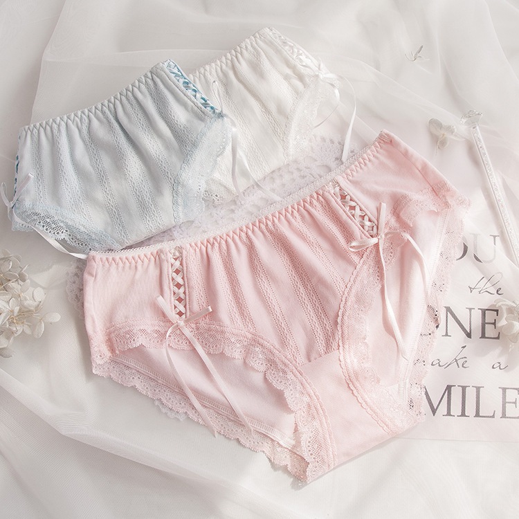 【1点ご購入 で10点プレゼントいたします】コットンリボンリボンリボン中ウエストヒップ少女パンツレディース