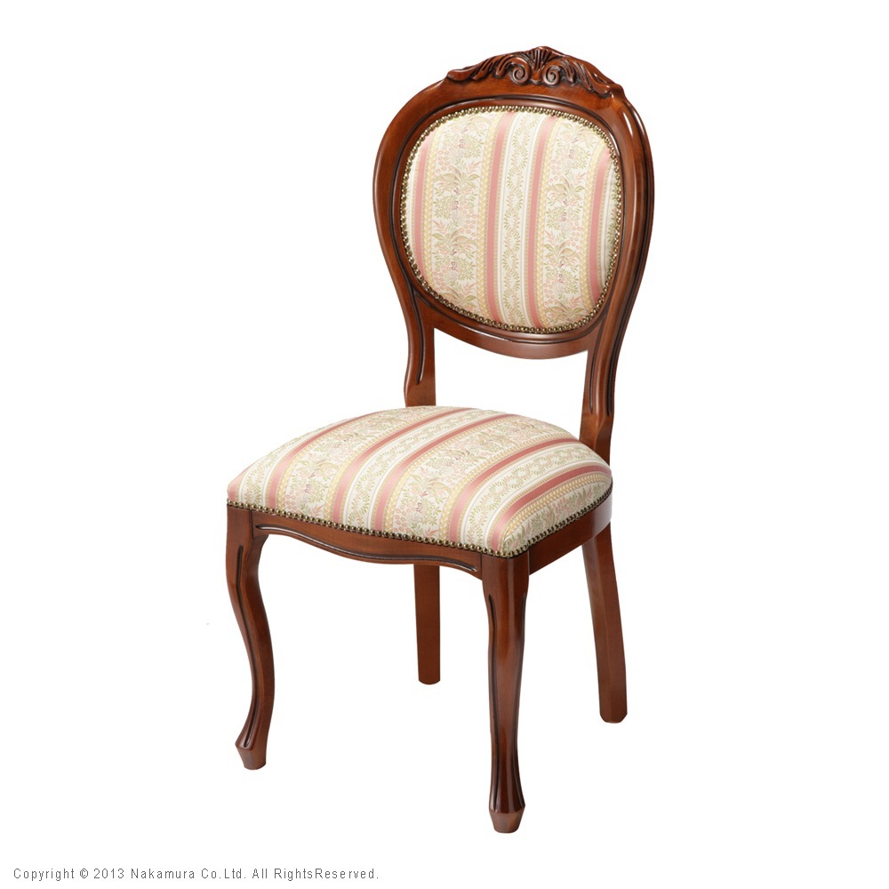 ダイニングチェア 椅子 おしゃれ アンティーク クラシカル レザー エレガント ピンク 天然木 完成品 チェア いす イス イタリア製 猫脚 彫刻 座面高49cm