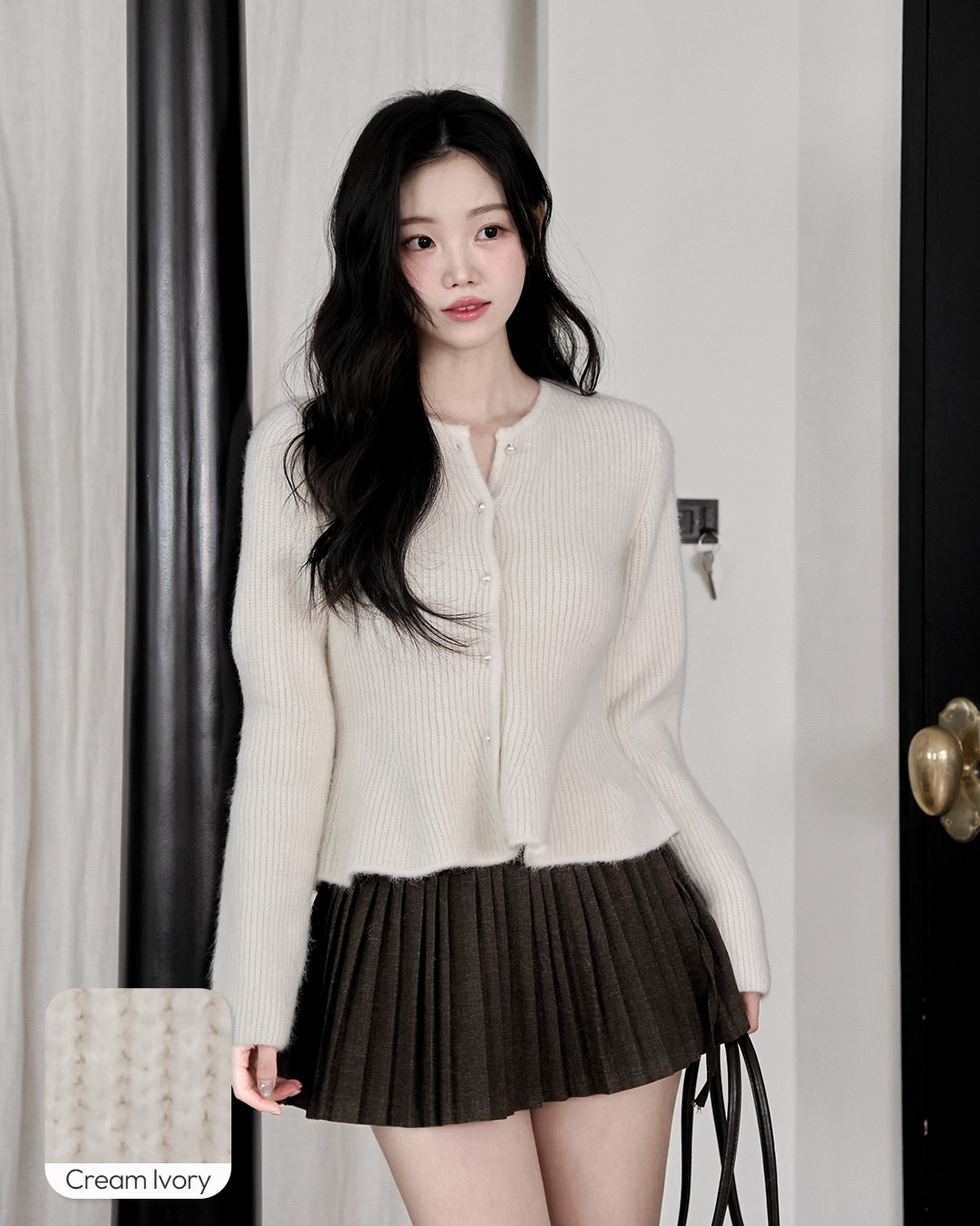 ルパンアンゴラニットカーディガン韓国ファッション レディース