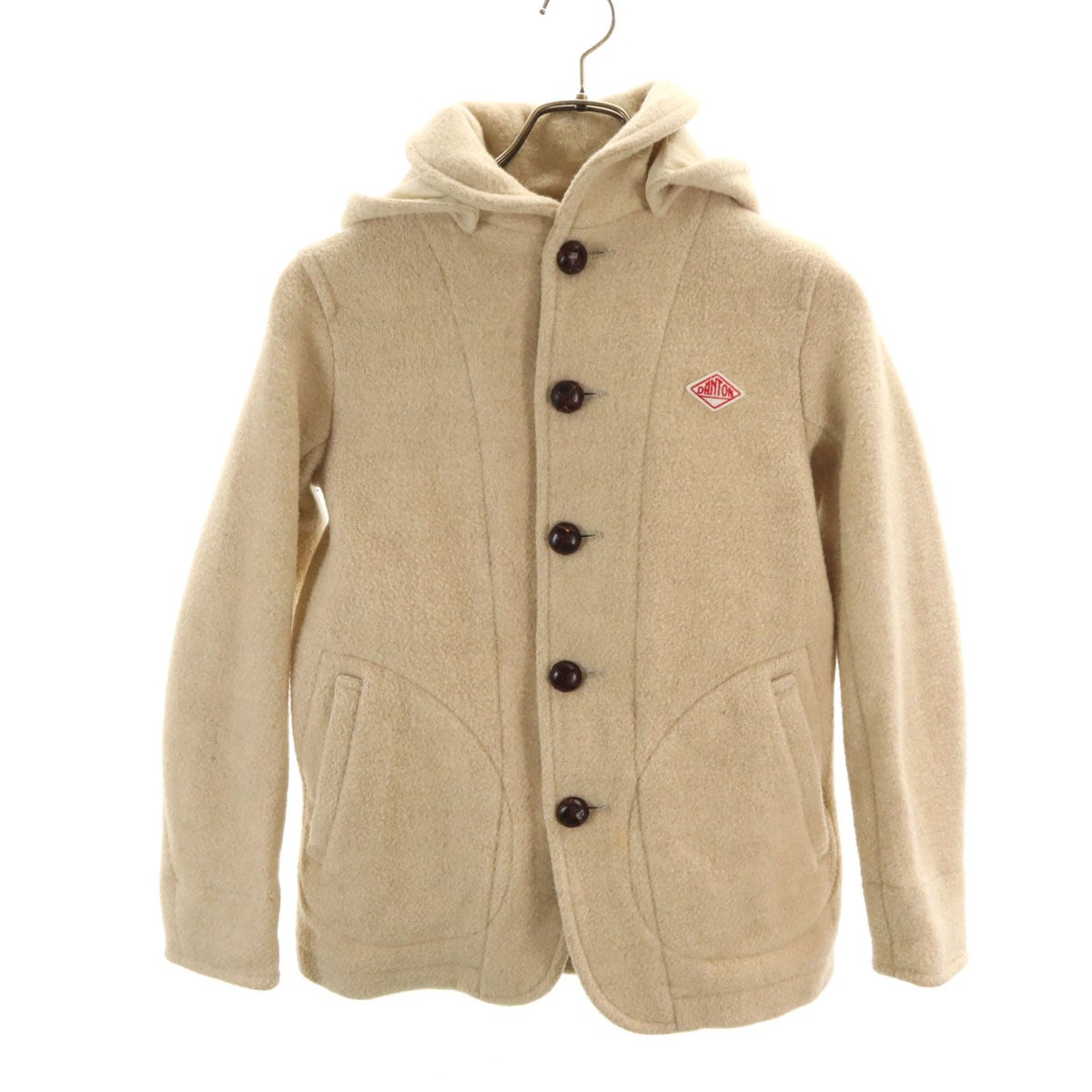 日本製 ウール モッサ ジャケット 34 ベージュ くるみボタン レディース 古着