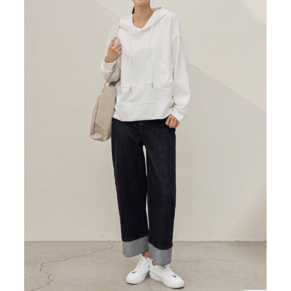 FRENCHCHIC防汚生デニムストレートワイドパンツ 7,865円