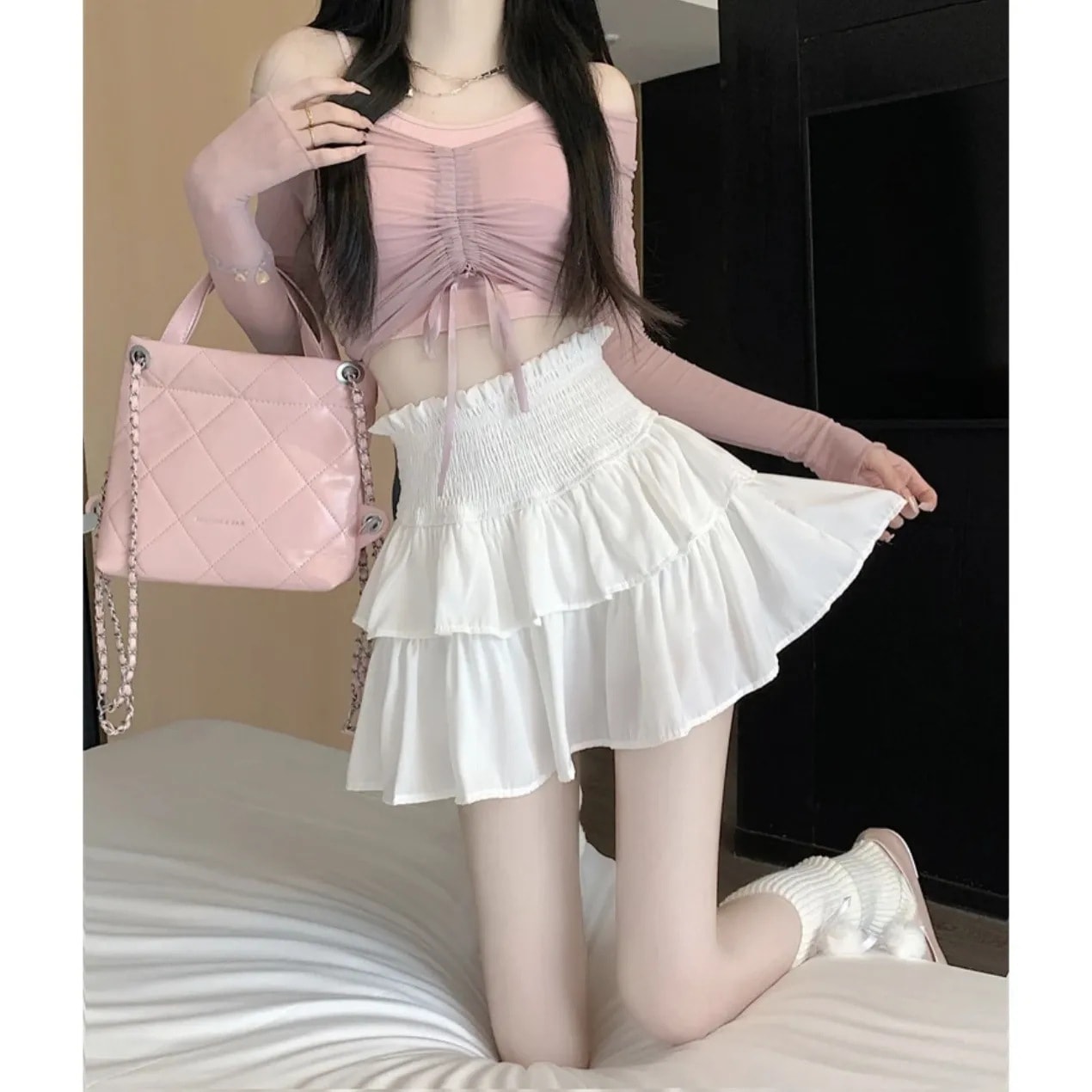 【1つ買うと10つ無料】夏の女子服 ピュアセクシーなフリルバレエショートスカートケーキスカート