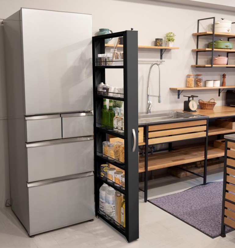 田窪工業所 TKB-NWH-100K トールワゴン High100（マットブラック・幅10.6×奥行57.7×高さ165.4cm） TKBNWH100K