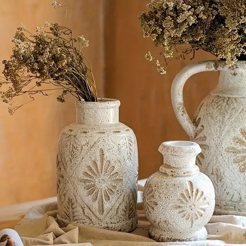 フラワベース ヴィンテージ調 シャビーシック おしゃれ かわいい インテリア アンティーク調 花瓶 ホームデコ 花屋 カフェ ホワイト