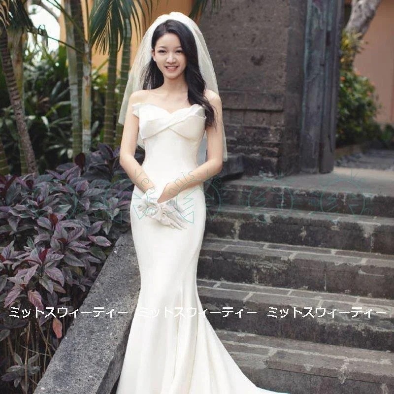 ウェディングドレス ロングドレス 結婚式 マーメイドラインドレス ビスチェ ウエディングドレス 二次