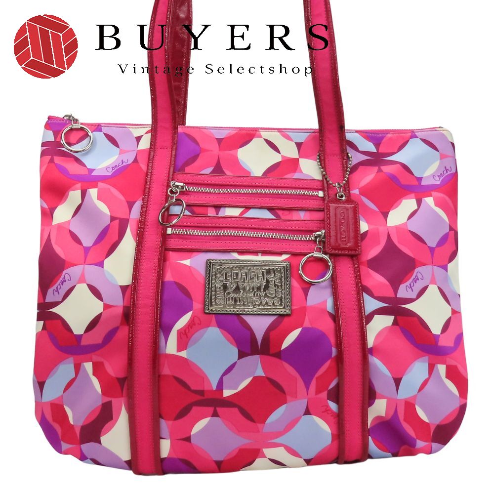 中古 トートバッグ ポピー 14747 オプアート カレイドスコープ ピンク ピンク かわいい カジュアル レディース 女性