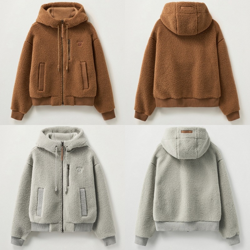 【SATUR】 25FW (W) SHEARRLING FLEECE HOOD ZIP-UP : 2COLORS