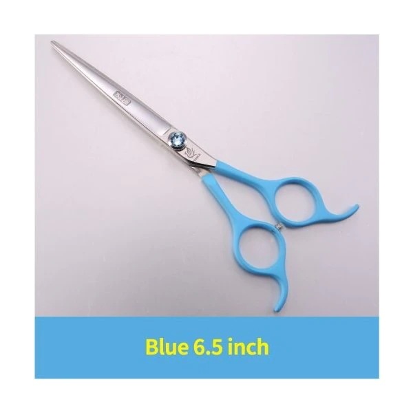 フェニスプロフェッショナルカラフルな6.5インチペット犬小動物グルーミングヘアカットストレートハサミ Blue 6.5 inch