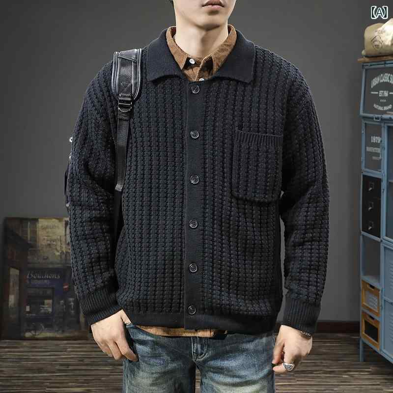 メンズ 春秋 長袖 厚手 ニット トップス セーター レイヤード カジュアル おしゃれ 大きめサイズ ストリート 着やい 動きやい 快適 レジャー アウトドア ワーク