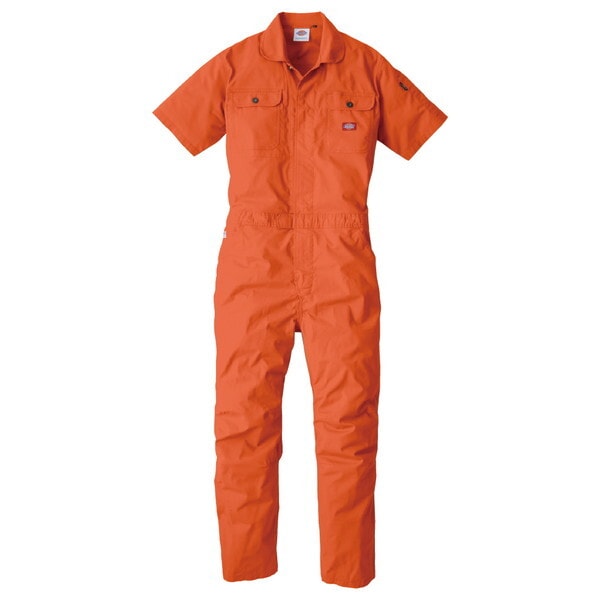 D749 オレンジ 5L ストレッチCVC 半袖ツナギ