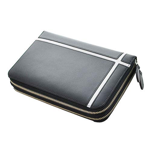 【新規OPEN】【期間限定セール】【激安】【新品未使用】馬革ホースハイド　ホワイトクロスライン　大容量収納　ダブルラウンドファスナー　特殊セカンドバッグ　UH-1766