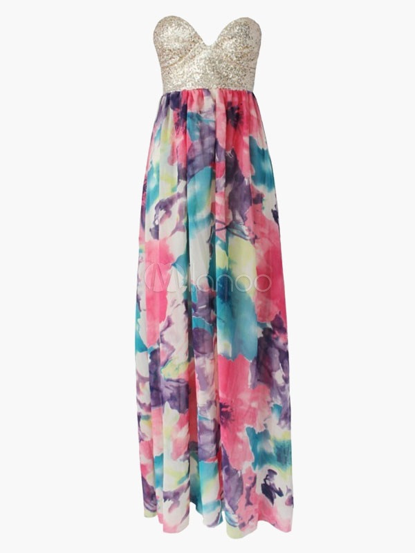 ノースリーブシフォン花スパンコールでウエディングドレスを印刷 4,746円