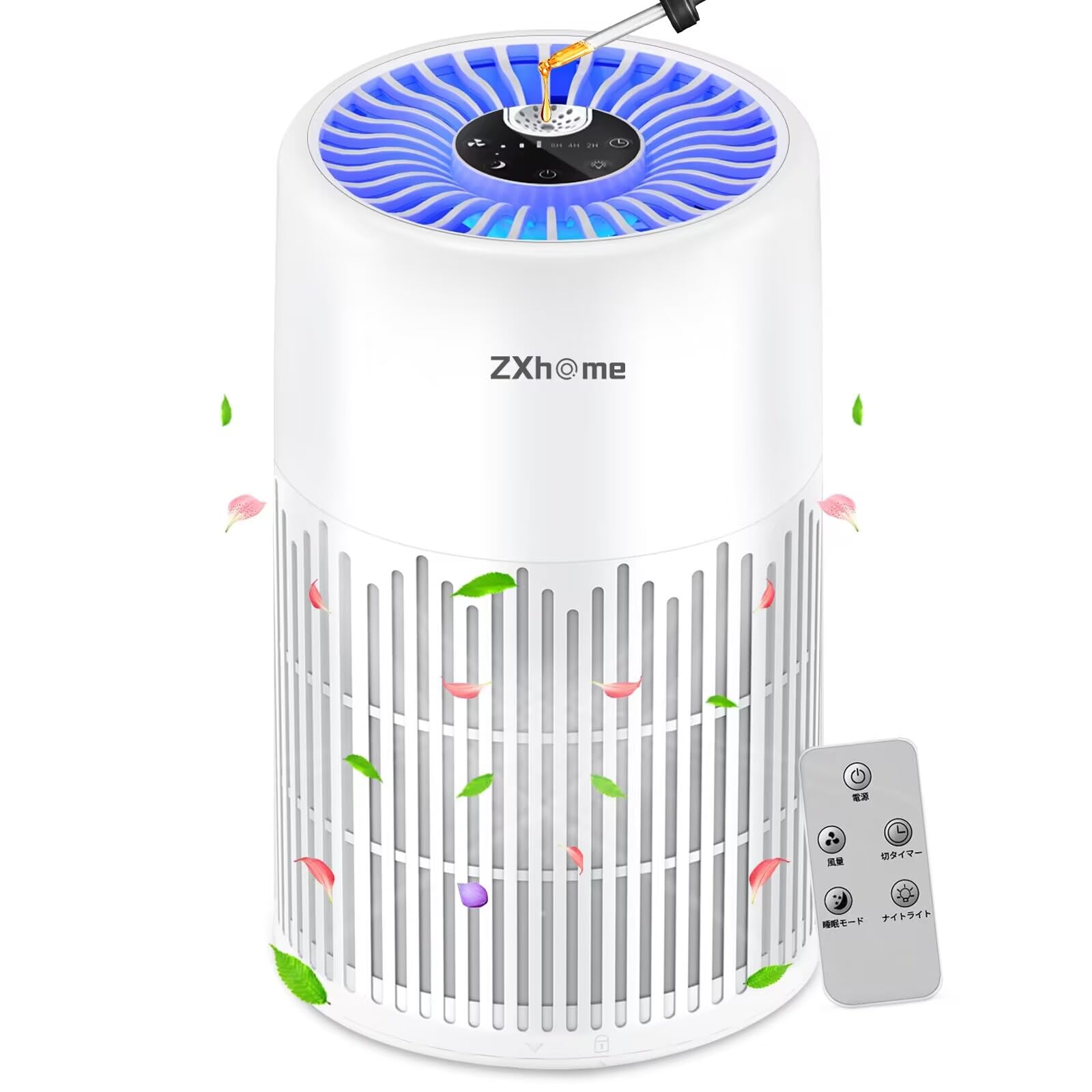 ZXhome 空気清浄機 「360全方向吸収＆リモコン付属＆花粉対策」 ミニ 小型 清浄機 軽量 空気浄化 花粉 静音 PSE認証済 三階段風量 タイマー機能付き 集じん ホコリ ペット 卓上空気清
