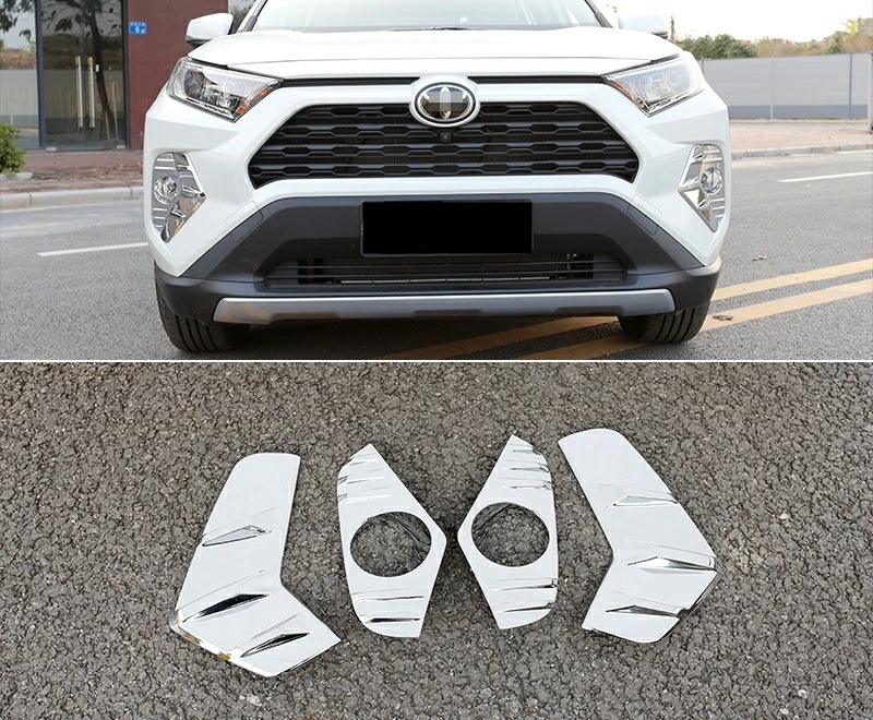 トヨタ・ RAV4 50系（5代目） 用 フロント フォグランプフレーム ガーニッシュ フレーム 保護 パーツ 4ピース メッキ