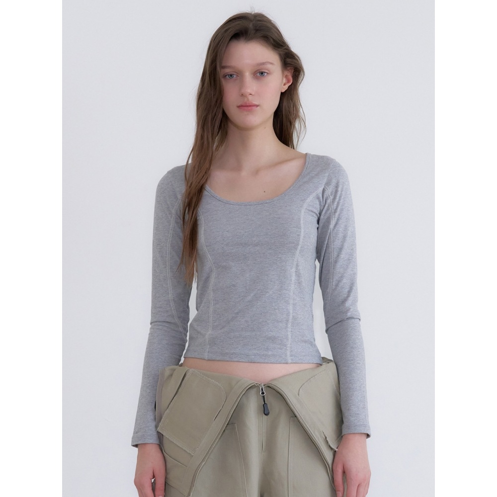 ヘザーメントスカルプトシームトップ (メランジ)