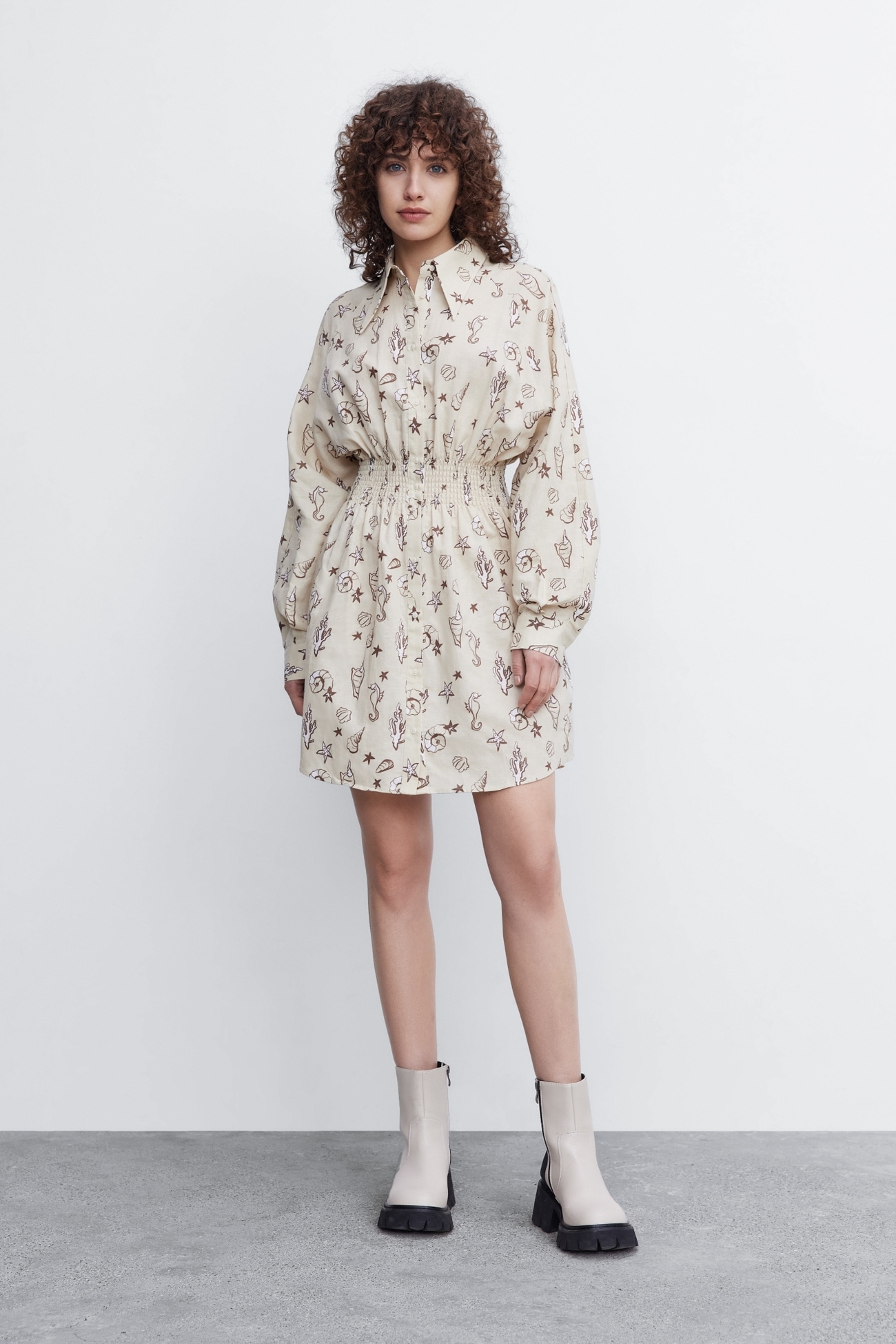 春 夏 秋 レディース 婦人服トレンド 柄プリント ウエスト トレジャー ドレス ワンピース カーキ XS S M L ワンピース 膝上 袖あり 長袖 かわいい 大人可愛い きれいめ シンプル 大人