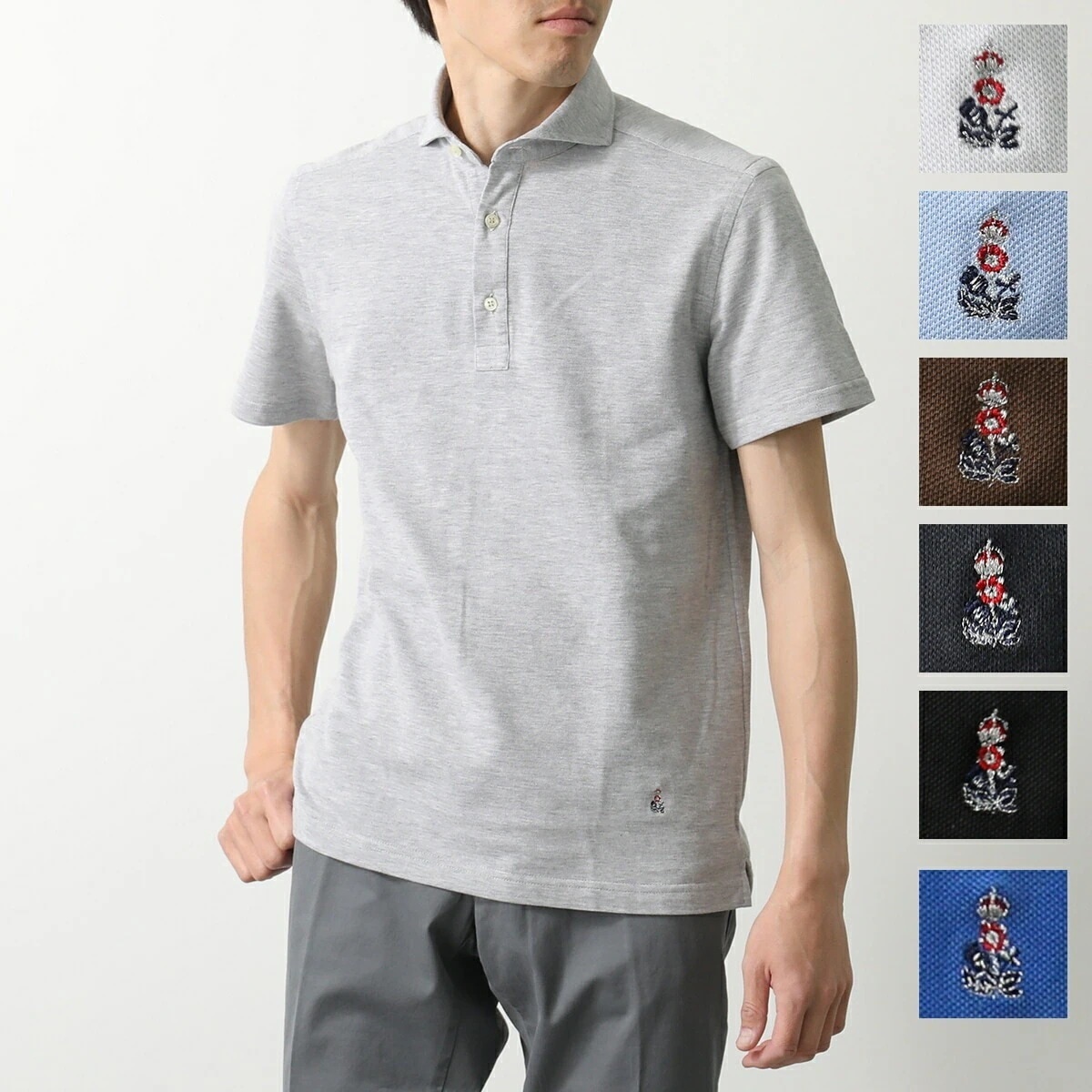 GUY ROVER ギローバー ポロシャツ PC207 551500 メンズ コットン 鹿の子 半袖 カッタウェイ 刺繍ロゴ カラー7色