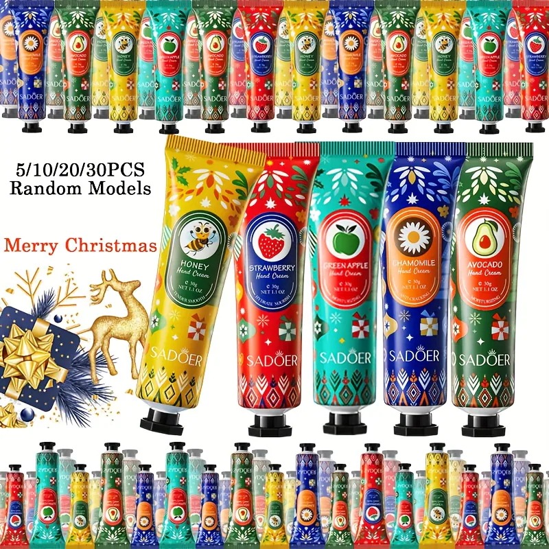 クリスマス ハンドクリーム ギフトセット 5/10/20/30個入り ひび割れた手に深く保湿 シアバター＆ナイアシンアミド配合 女性母同僚への完璧なホリデーギフト ノングリースィー旅行サイズのローショ