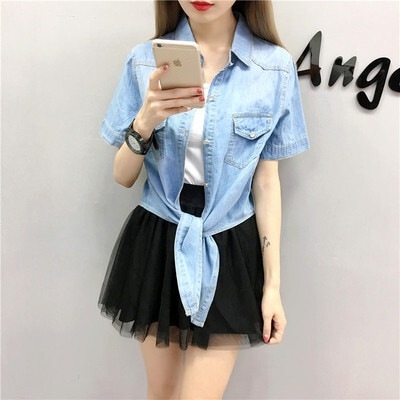 カウボーイシャツ トップス デート シャツ カーディガン トップス ショート 半袖 7分袖 七分袖 フレア袖 襟付き かわいい カジュアル おしゃれ お洒落 かっこいい こなれ感 ラフ ボーイッシュ