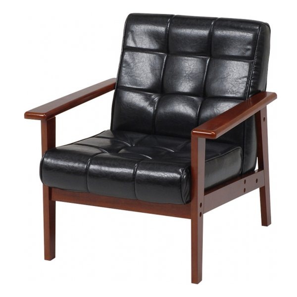 ソファー ブラック 幅68cm 1人掛け パーソナルチェア シャーク1P-BK