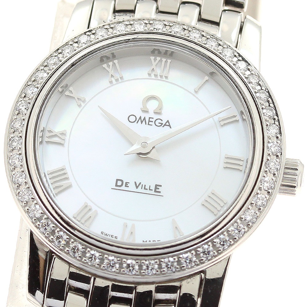 オメガ OMEGA 4575.71 デビル プレステージ ダイヤベゼル クォーツ レディース _911356【中古】