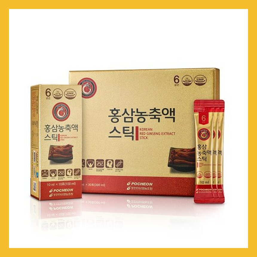 韓国抱川 人参紅参濃縮液スティック10ml x 30包6年根紅参 信じて注文する韓国人参農夫製品