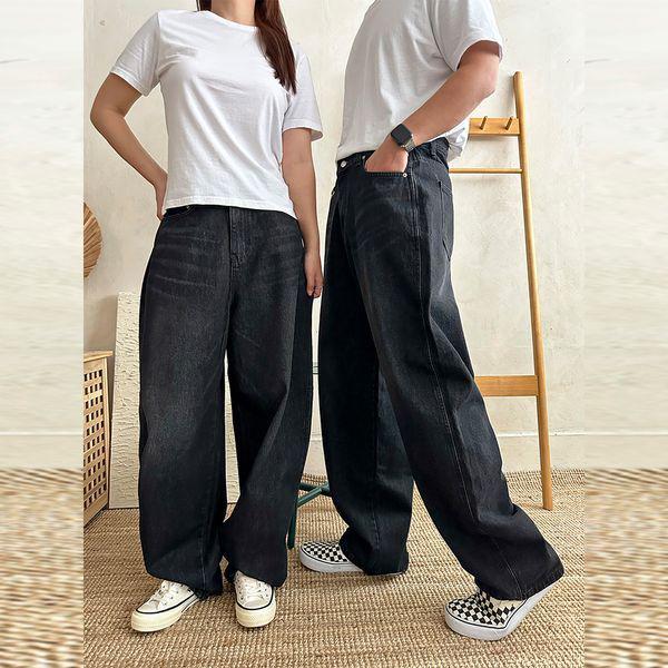 男女共用 端境期 ブラック カーブド デニム パンツ UJ JEA 1005_P405648553