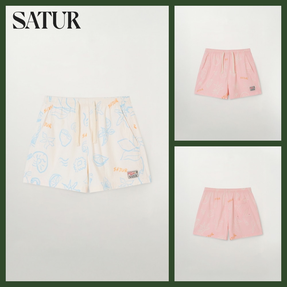 (W) Hand Drawing Graphic Swim Shorts