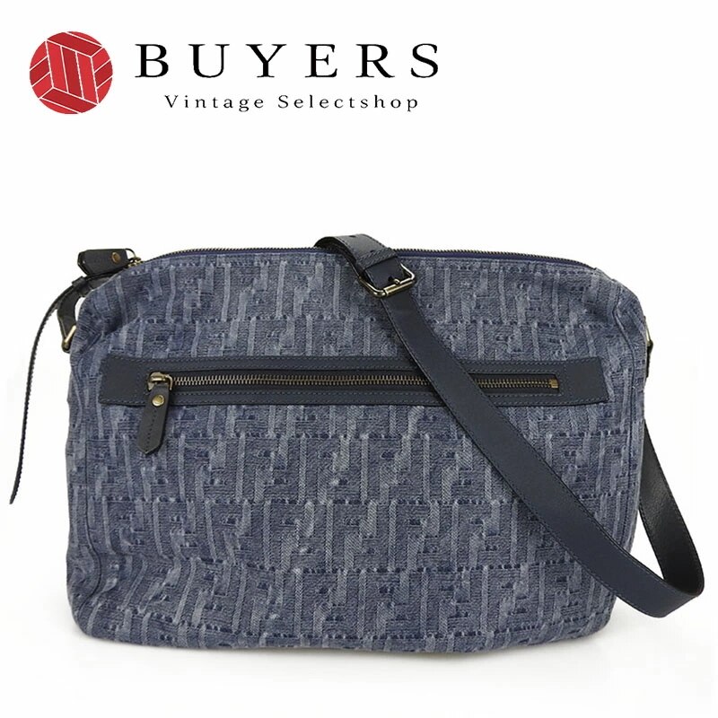 中古 FENDI フェンディ 7VA226 ショルダーバッグ ズッカ デニム 斜めがけ レザー レディース 通勤 通学 収納 大容量 Deinm Shoulder