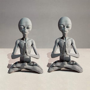 2 個庭の彫像瞑想エイリアン樹脂彫刻