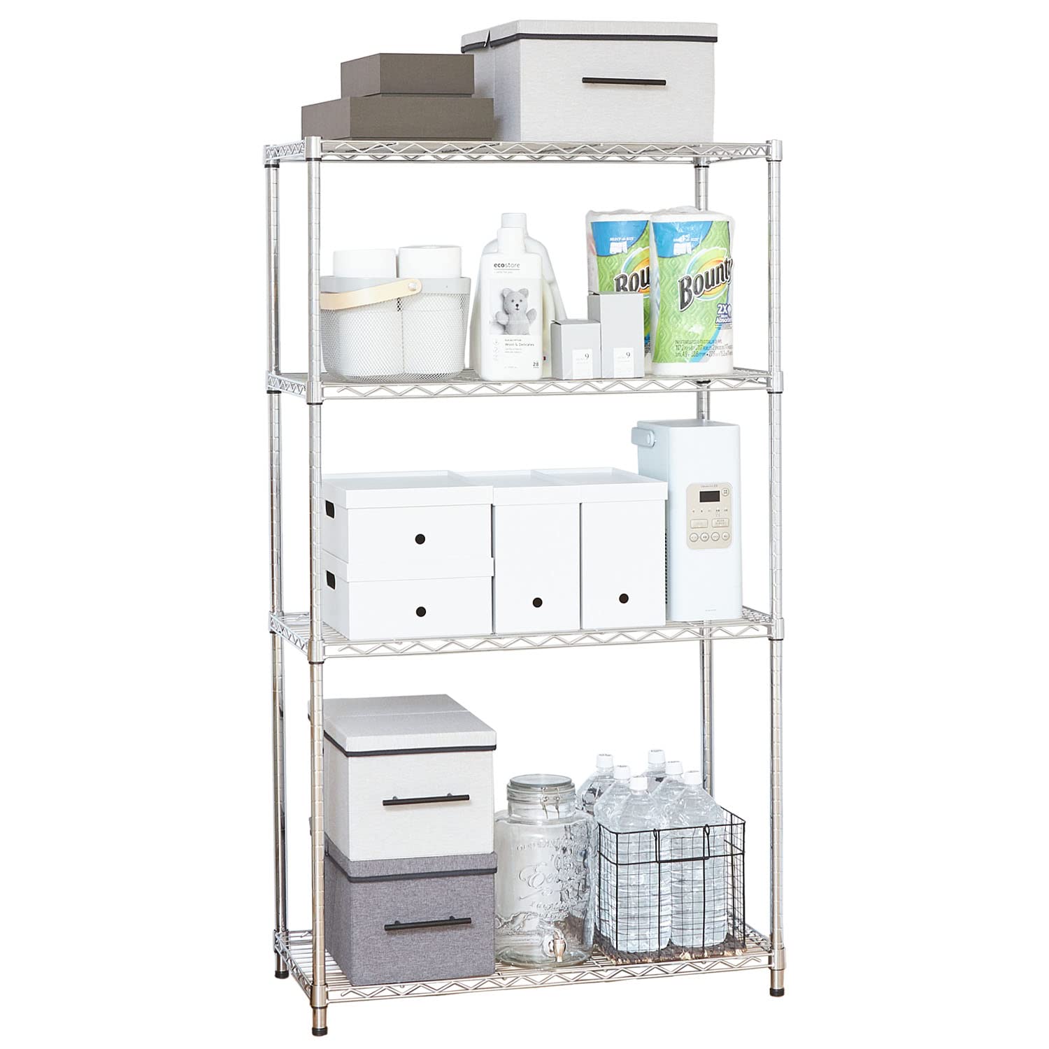 ドウシシャ ラック スチールラック 棚 4段 収納 幅85.5×奥行40.5×高さ151cm 全体耐荷重260kg 軽量 スリム スチールシェルフ キッチンラック レンジ台 キッチン収納 納戸 押し入