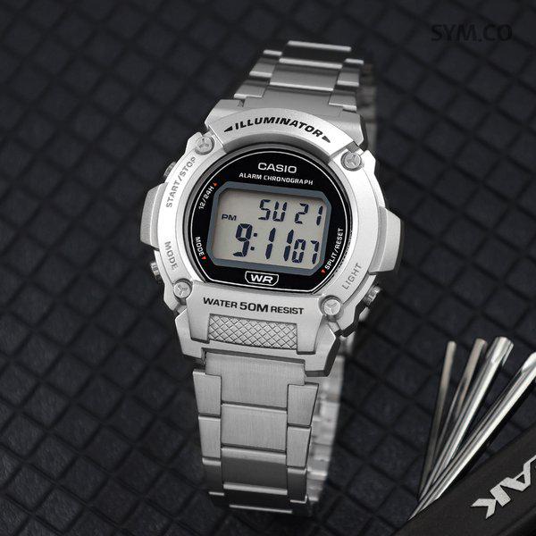 W-219HD-1A スクエア メタルルック アラーム スポーツカジュアル メンズ メタル 時計 d