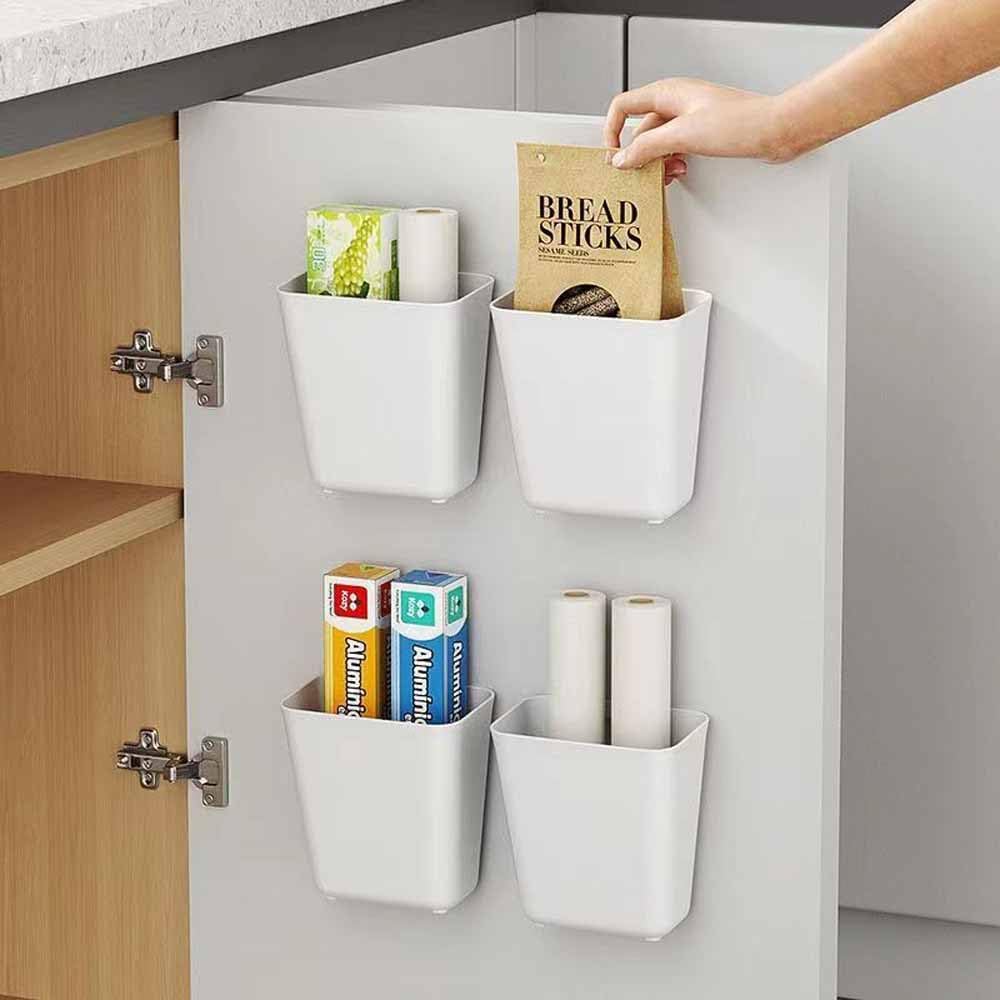 Nmgkokew 4 Piece Kitchen Cabinet Door Storage Box,Self Adhesive Wall Mounted Storage Box,Wardrobe/Ba