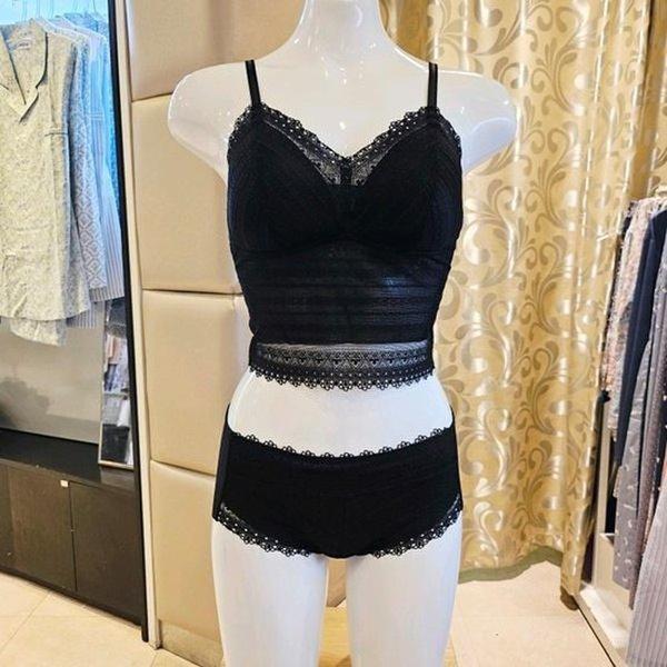 VLGC818VLGC818T_ブラック クロップトップ ブラレット ヘムパンティーセット
